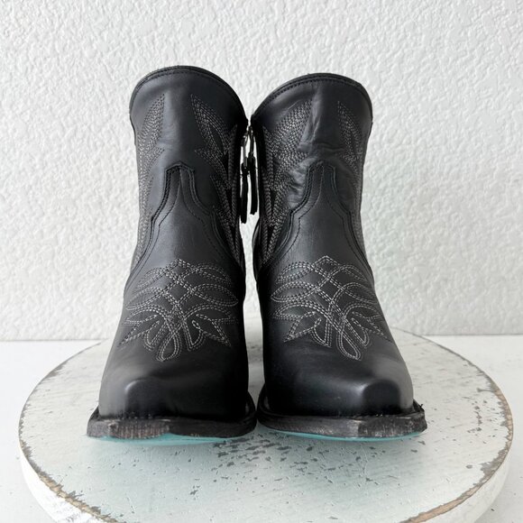 Lane Gallatin Womens Cowboy Booties Black Western Short Boots Snip Toe Size 7.5 - Picture 6 of 13